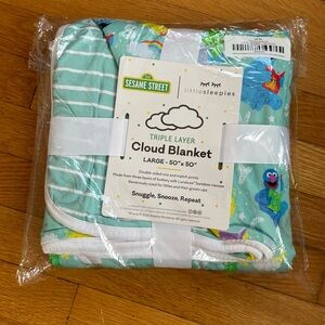 Little Sleepies Sesame Street Cloud Blanket - Green and Blue